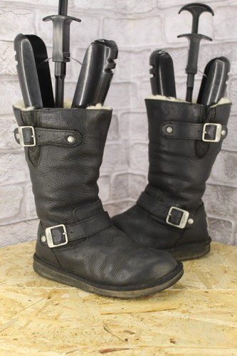 Schwarze leder lammfell ugg - schwarze,